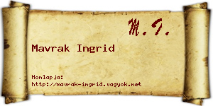 Mavrak Ingrid névjegykártya